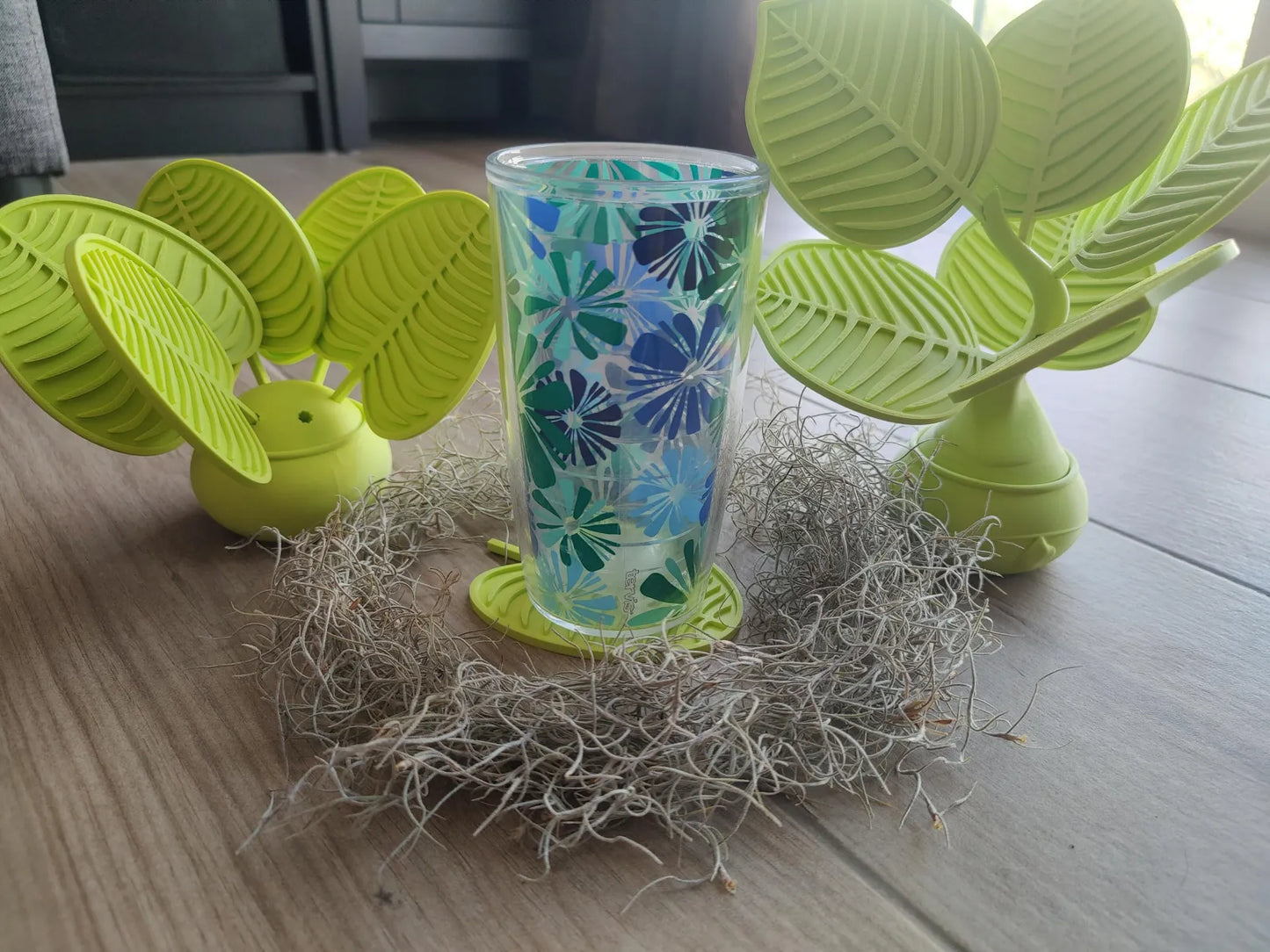 Leaf Drink Coasters with Decorative Plant Holder